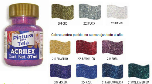 Pintura Textil Acrilex 37 ml Glitter Cristal 209